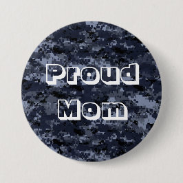 Trotse moeder U.S. militair blauw camouflage knop Ronde Button 7,6 Cm