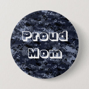 Trotse moeder U.S. militair blauw camouflage knop Ronde Button 7,6 Cm