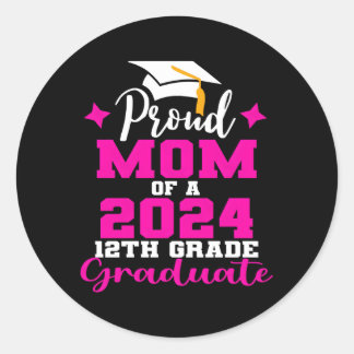 Trotse Moeder van 2024 12 Grade Afstuderen Senior  Ronde Sticker