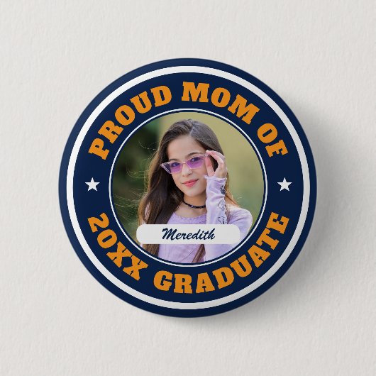Trotse moeder van afgestudeerde aangepaste foto af ronde button 5,7 cm (Voorkant)