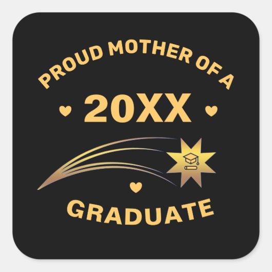 Trotse moeder van Afstudeerder Afstuderen jaar Gol Vierkante Sticker (Voorkant)