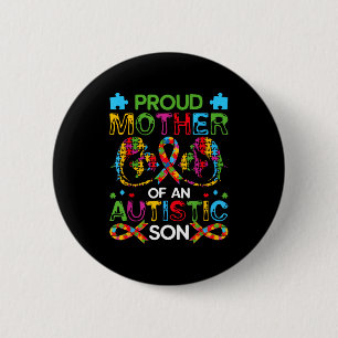 Trotse moeder van autistische zoon autisme bewustz ronde button 5,7 cm