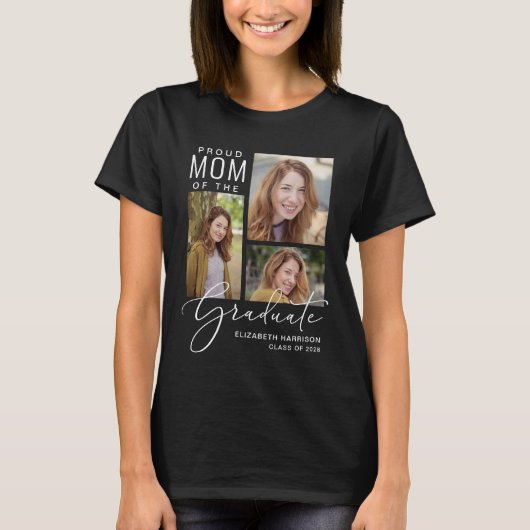 Trotse moeder van de afgestudeerde foto-script zwa t-shirt (Voorkant)