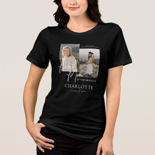Trotse moeder van de Afstuderen Script Photo Keeps Tri-Blend Shirt (Voorkant)