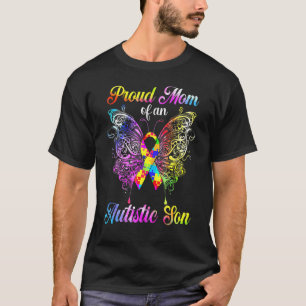 Trotse Moeder Van Een Autistische Zoon Vlinder Aut T-shirt