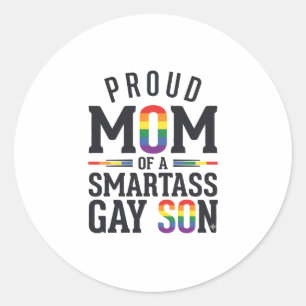 Trotse moeder van een brutale homoseksuele zoon vi ronde sticker