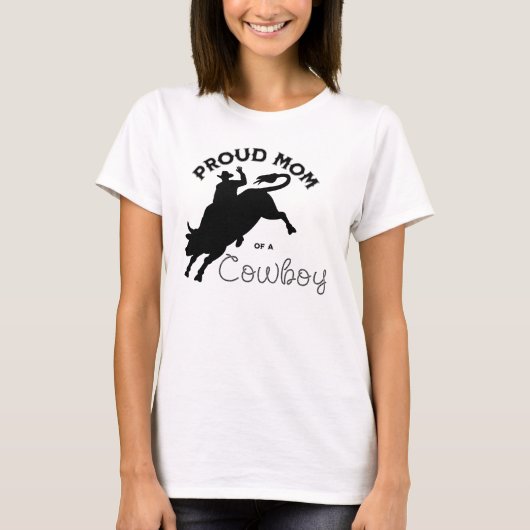 Trotse moeder van een cowboy eenvoudige zwarte let t-shirt (Voorkant)