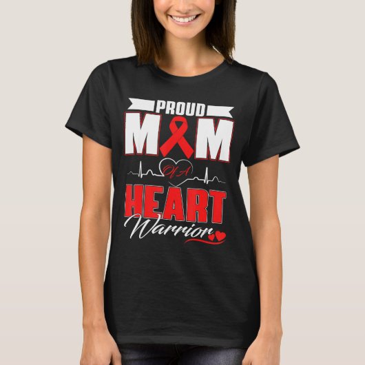Trotse Moeder Van Een Hartkrijger Hartziekte Bewus T-shirt (Voorkant)