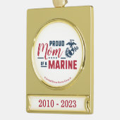 Trotse moeder van een marinier - Kleur Verguld Banner Ornament (Links)