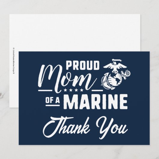 Trotse moeder van een marinier - Wit Bedankkaart (Voorkant / Achterkant)