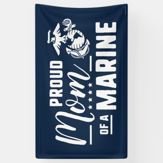 Trotse moeder van een marinier - Wit Spandoek (Verticaal)