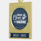 Trotse moeder van een marinier - Wit Verguld Banner Ornament (Links)