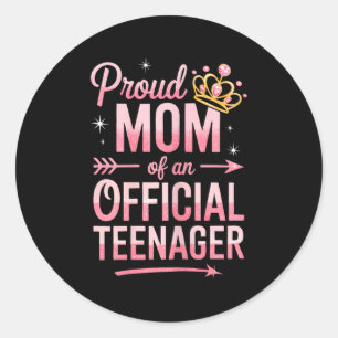 Trotse Moeder Van Een Officiële Tiener T-shirt Vro Ronde Sticker