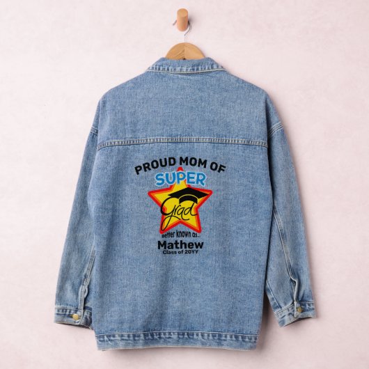 Trotse moeder van Super Afstudeerder-bewerkbare te Denim Jacket (Hangar)