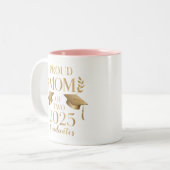 Trotse moeder van twee afgestudeerden 2025 Afstude Tweekleurige Koffiemok (Voorkant links)