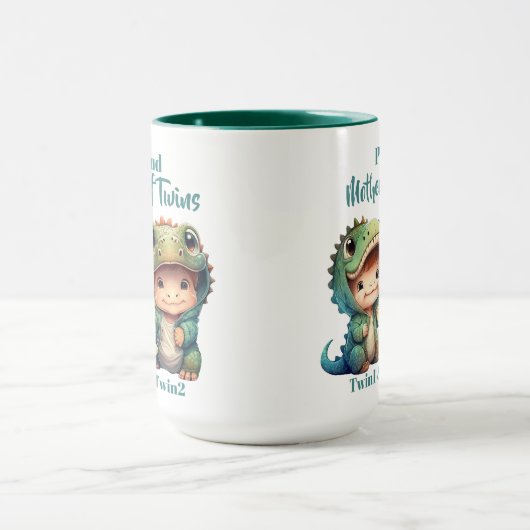 Trotse moeder van tweeling jongens dinosaurus kost mok (Midden)