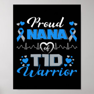 Trotse Nana van T1D Warrior Type 1 Diabetes Awaren Poster