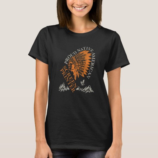 Trotse Native American Baanschermprinter T-shirt (Voorkant)