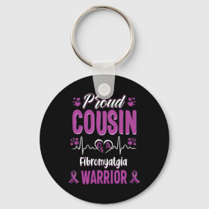 Trotse neef Fibromyalgie Warrior Awareness Ribbon Sleutelhanger