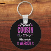 Trotse neef Fibromyalgie Warrior Awareness Ribbon Sleutelhanger (Voorkant)