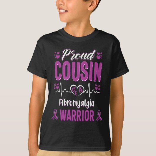 Trotse neef Fibromyalgie Warrior Awareness Ribbon T-shirt (Voorkant)