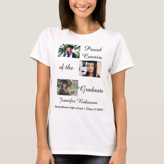 Trotse neef van de afgestudeerde aangepaste foto n t-shirt (Voorkant)