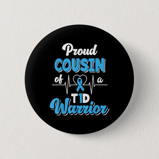 Trotse neef van diabetes A T1D Warrior Ronde Button 5,7 Cm (Voorkant)