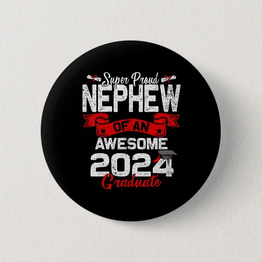 Trotse neef van een 2024 Afstuderen 24 Afstuderen Ronde Button 5,7 Cm (Voorkant)