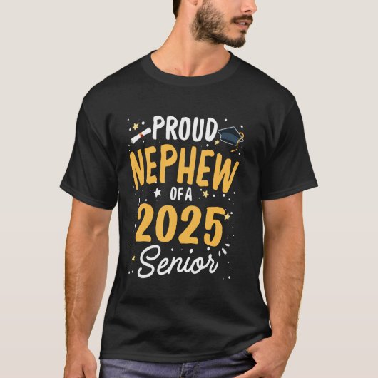 Trotse neef van een 2025 Senior Afstuderen Class 2 T-shirt (Voorkant)