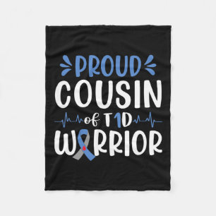 Trotse neef van T1D Warrior Diabetes Awareness Blu Fleece Deken
