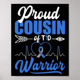 Trotse neef van T1D Warrior Diabetes Awareness Blu Poster