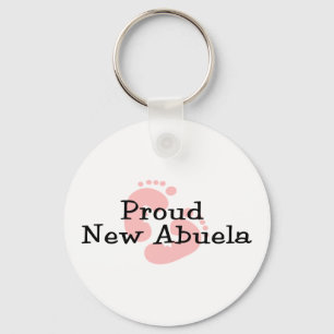 Trotse Nieuwe Abuela Baby Meisje Voetafdrukken Sleutelhanger