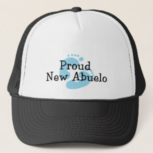 Trotse Nieuwe Abuelo Baby Jongen Voetafdrukken Trucker Pet