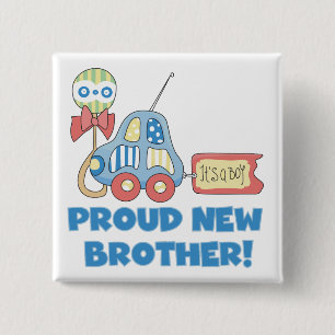 Trotse nieuwe broer - het is een jongen vierkante button 5,1 cm