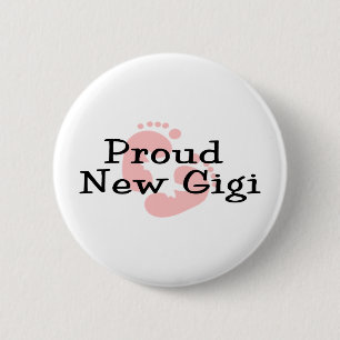 Trotse Nieuwe Gigi Baby Meisje Voetafdrukken Ronde Button 5,7 Cm