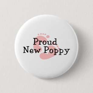 Trotse Nieuwe Klaproos Baby Meisje Voetafdrukken Ronde Button 5,7 Cm