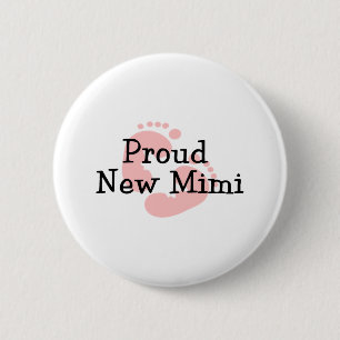 Trotse Nieuwe Mimi Baby Meisje Voetafdrukken Ronde Button 5,7 Cm