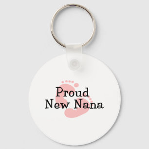 Trotse Nieuwe Nana Baby Meisje Voetafdrukken Sleutelhanger