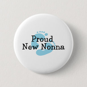 Trotse Nieuwe Nonna Baby Jongen Voetafdrukken Ronde Button 5,7 Cm