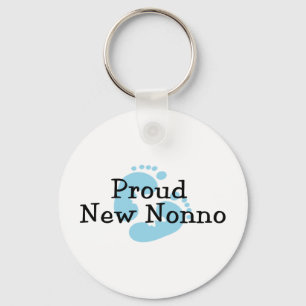 Trotse Nieuwe Nonno Baby Jongen Voetafdrukken Sleutelhanger