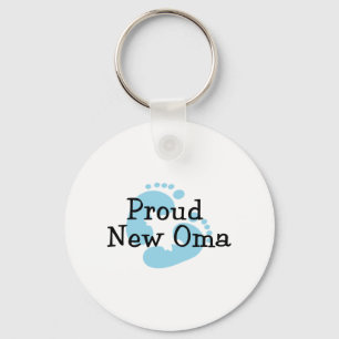 Trotse Nieuwe Oma Baby Jongen Voetafdrukken Sleutelhanger