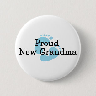 Trotse Nieuwe Oma Baby Jongens Voetafdrukken Ronde Button 5,7 Cm
