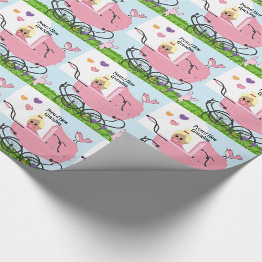Trotse Nieuwe Oma - Baby Meisje Cadeaupapier (Hoek)