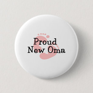 Trotse Nieuwe Oma Baby Meisje Voetafdrukken Ronde Button 5,7 Cm