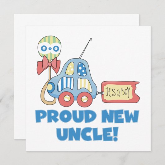 Trotse nieuwe oom auto het is een jongen cadeaus aankondiging (Voorkant / Achterkant)