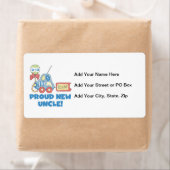 Trotse nieuwe oom auto het is een jongen cadeaus etiket (Insitu)