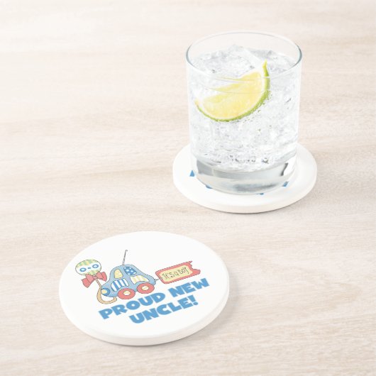 Trotse nieuwe oom auto het is een jongen cadeaus zandsteen onderzetter (Zijkant)