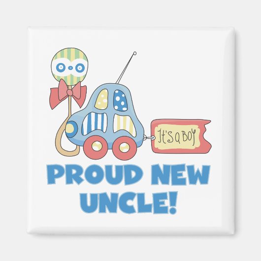 Trotse nieuwe oom Het is een jongen Tshirts en ges Magneet (Voorkant)