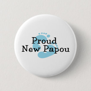 Trotse Nieuwe Opa Baby Jongen Voetafdrukken Ronde Button 5,7 Cm