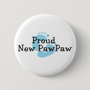 Trotse Nieuwe Opa Baby Jongen Voetafdrukken Ronde Button 5,7 Cm